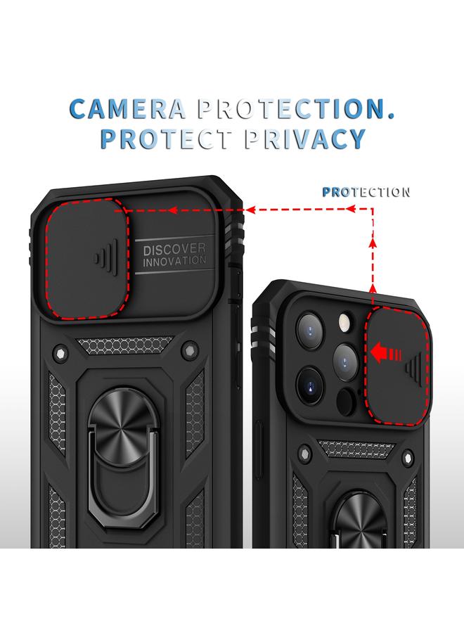 S-TOP Case For iPhone 13 Pro Max Sliding Camera Cover Design TPU + PC Protective Case with 360 Degree Rotating Holder & Card Slot - Image 4