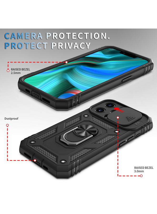S-TOP Case For iPhone 13 Pro Max Sliding Camera Cover Design TPU + PC Protective Case with 360 Degree Rotating Holder & Card Slot - Image 3