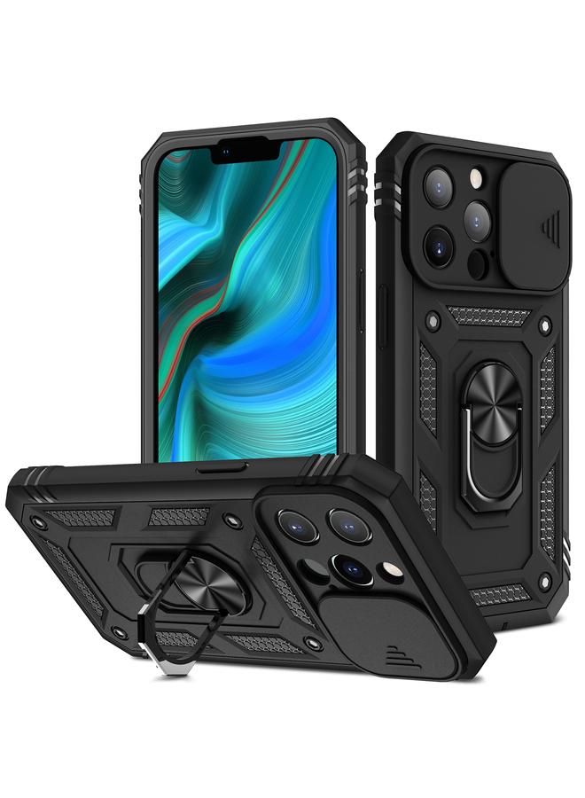 S-TOP Case For iPhone 13 Pro Max Sliding Camera Cover Design TPU + PC Protective Case with 360 Degree Rotating Holder & Card Slot - Image 1