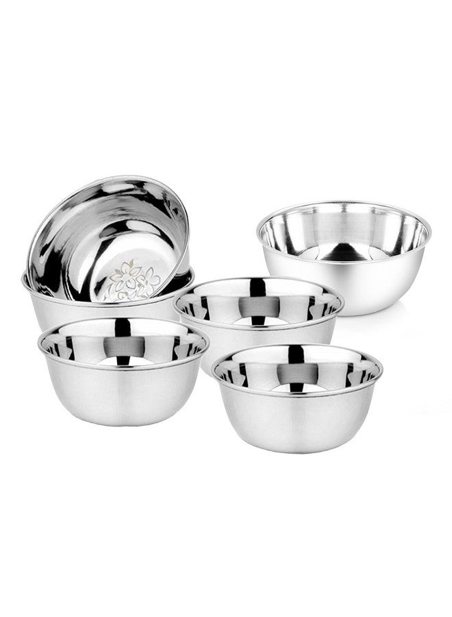 KC Stainless Steel Heavy Gauge Bowl/Wati Set With Mirror Finish And Flower Printed Design [10.5 Cm, Set Of 6 Piece], 200 ML - Image 1