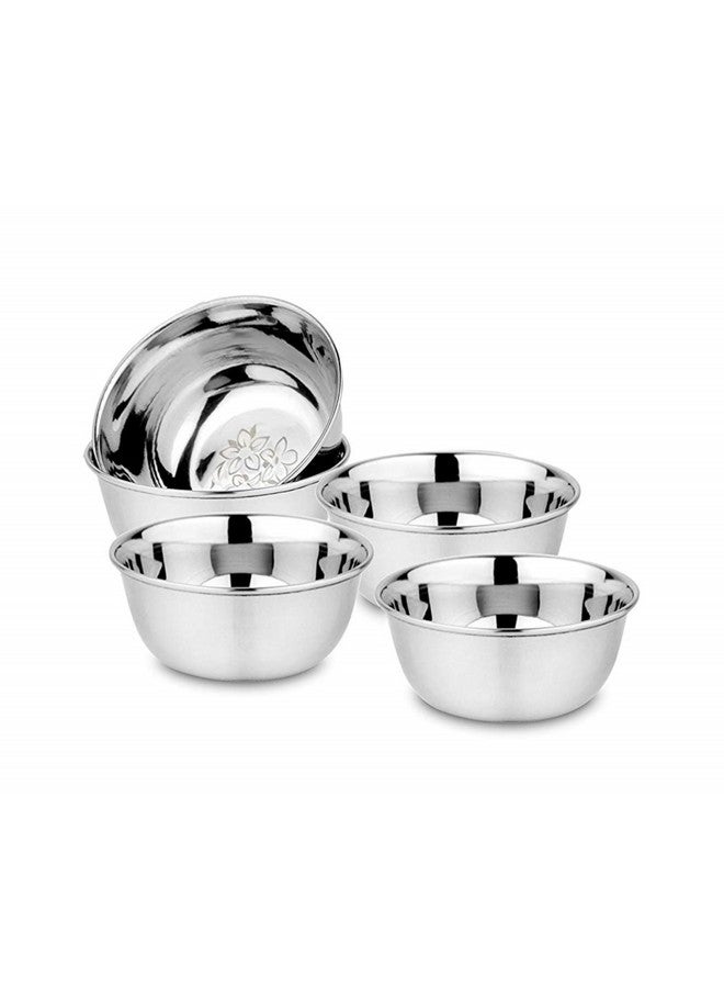 KC Stainless Steel Heavy Gauge Bowl/Wati Set With Mirror Finish And Flower Printed Design [10.5 Cm, Set Of 6 Piece], 200 ML - Image 3