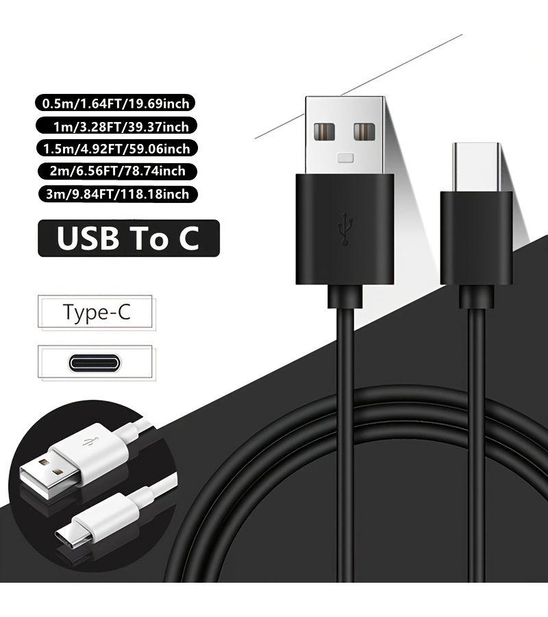 كابل شحن سريع من نوع USB-C أبيض 0.5 متر متوافق مع هواتف وأجهزة لوحي سامسونج ولغ أندرويد - Image 1