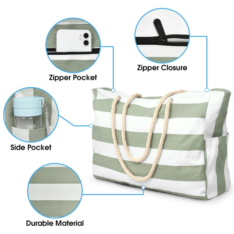 Becokan Beach Bags for Women Large Waterproof Beach Tote Bag Zipper Beach Bags Waterproof Sandproof Swim Pool Bag Large Tote - Image 2