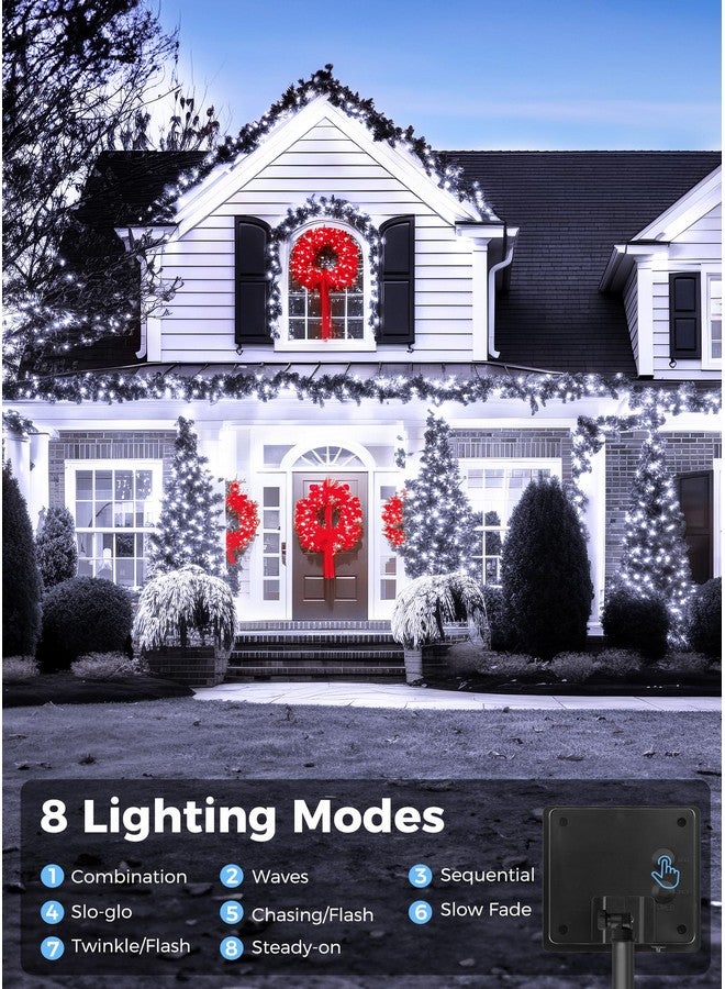 MineTom Solar String Lights Outdoor, 2 Pack Total 80 FT 200 LED Solar Powered String Lights with 8 Lighting Modes, Waterproof Patio Lights, Outdoor Solar Lights for Outside Tree Balcony Gazebo, Pure White - Image 5