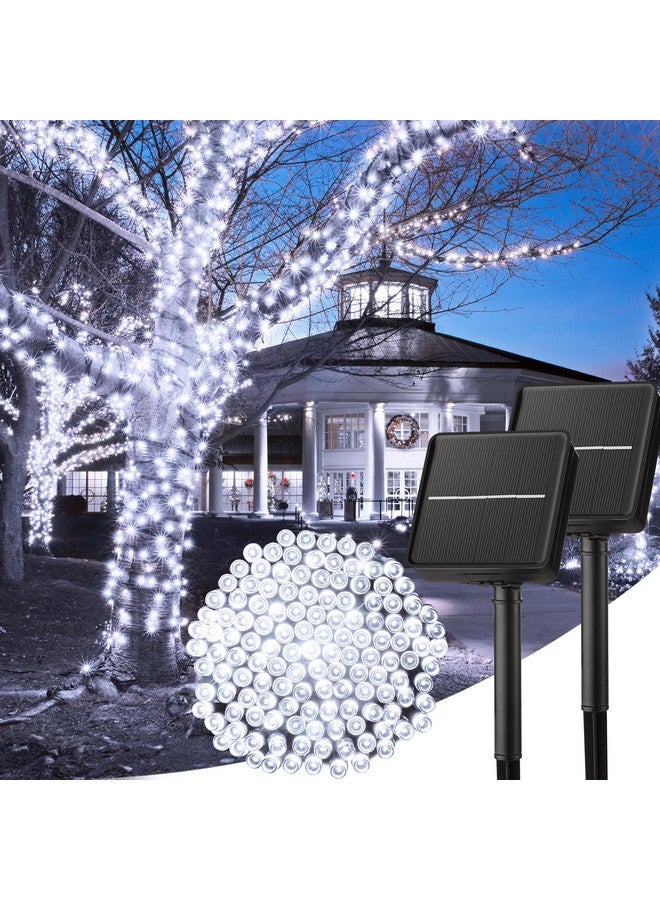 MineTom Solar String Lights Outdoor, 2 Pack Total 80 FT 200 LED Solar Powered String Lights with 8 Lighting Modes, Waterproof Patio Lights, Outdoor Solar Lights for Outside Tree Balcony Gazebo, Pure White - Image 1