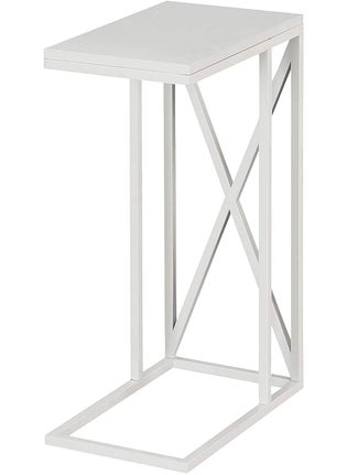 Indian Decor 48184 Sofa Side End Table C Shaped Small Table White Look Finish Snack Side End Table White