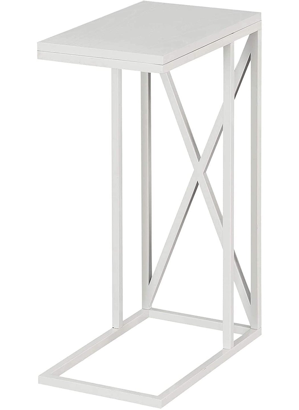 INDIAN DECOR Indian Decor 48184 Sofa Side End Table C Shaped Small Table White Look Finish Snack Side End Table White 