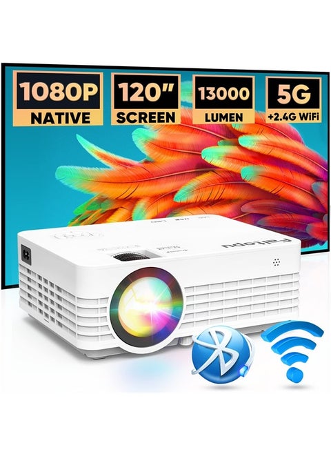 Native 1080P Projector, Mini Portable【Projector with 120'' Screen】Movie Projector with 5G WiFi and Bluetooth, 13000L Full HD Outdoor Projector Compatible with iOS/Android,TV Stick,HDMI,USB