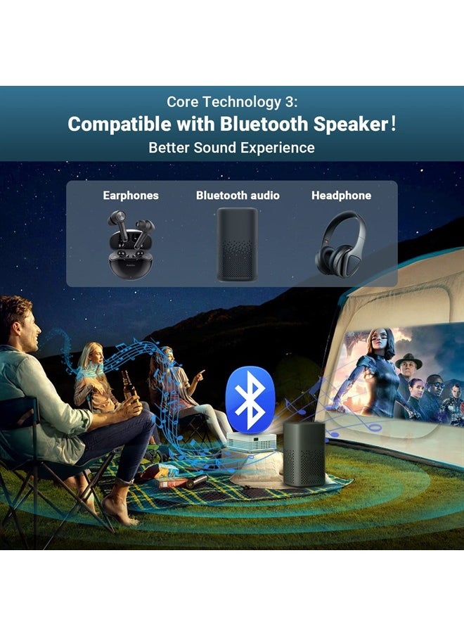 Faltopu - Native 1080P Projector, Mini Portable【Projector with 120'' Screen】Movie Projector with 5G WiFi and Bluetooth, 13000L Full HD Outdoor Projector Compatible with iOS/Android,TV Stick,HDMI,USB - Image 1