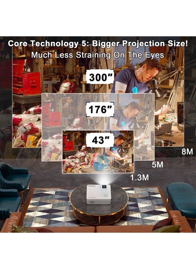 Faltopu - Native 1080P Projector, Mini Portable【Projector with 120'' Screen】Movie Projector with 5G WiFi and Bluetooth, 13000L Full HD Outdoor Projector Compatible with iOS/Android,TV Stick,HDMI,USB - Image 1
