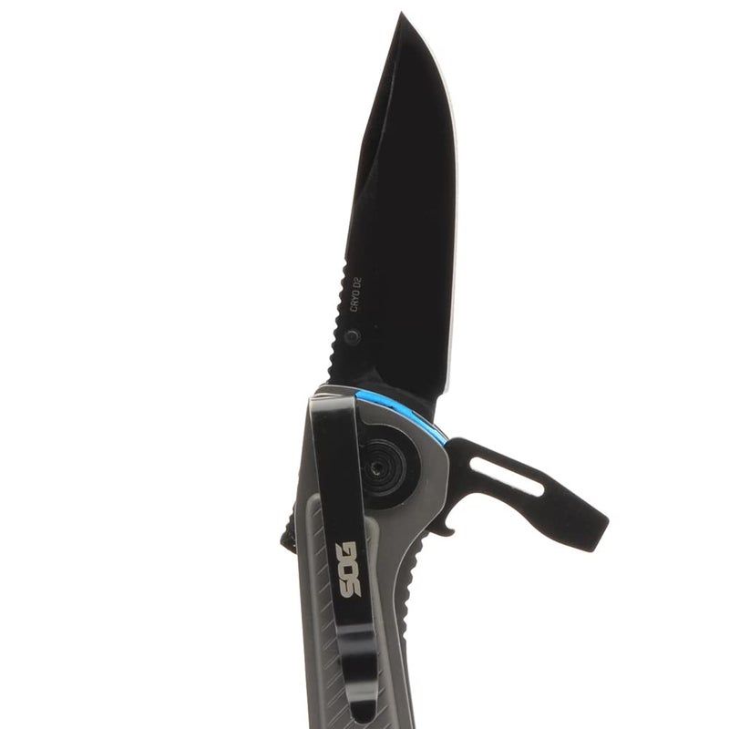 SOG Everyday Daily Solution EDC CRYO D2 Steel Compact Pocket Size Flash MT Multi-Tool, 7 Tools, Stainless-Steel Housing, Urban Gray & Cyan - Image 3