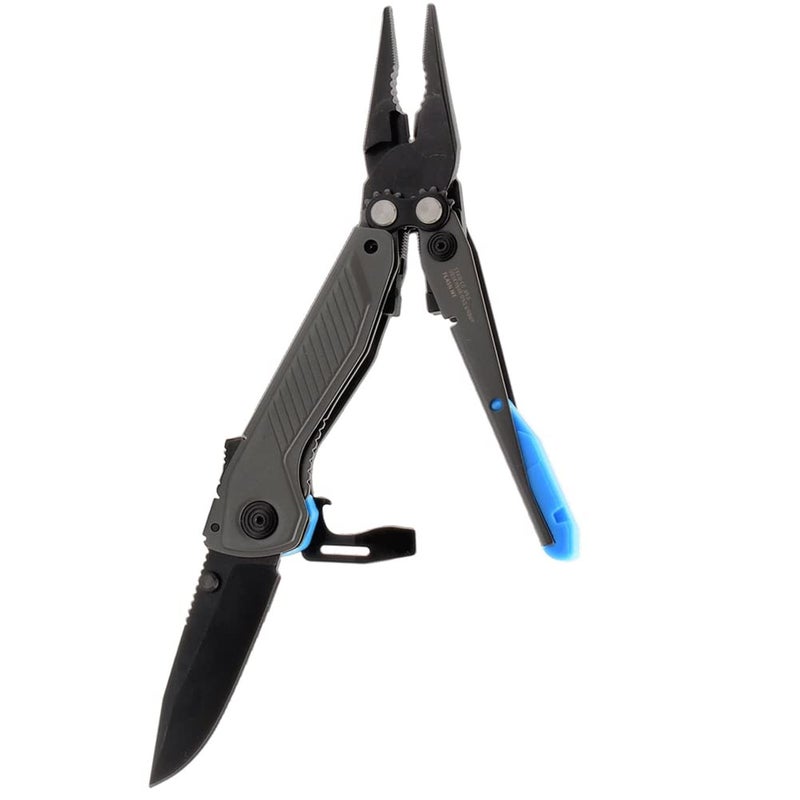 SOG Everyday Daily Solution EDC CRYO D2 Steel Compact Pocket Size Flash MT Multi-Tool, 7 Tools, Stainless-Steel Housing, Urban Gray & Cyan - Image 1