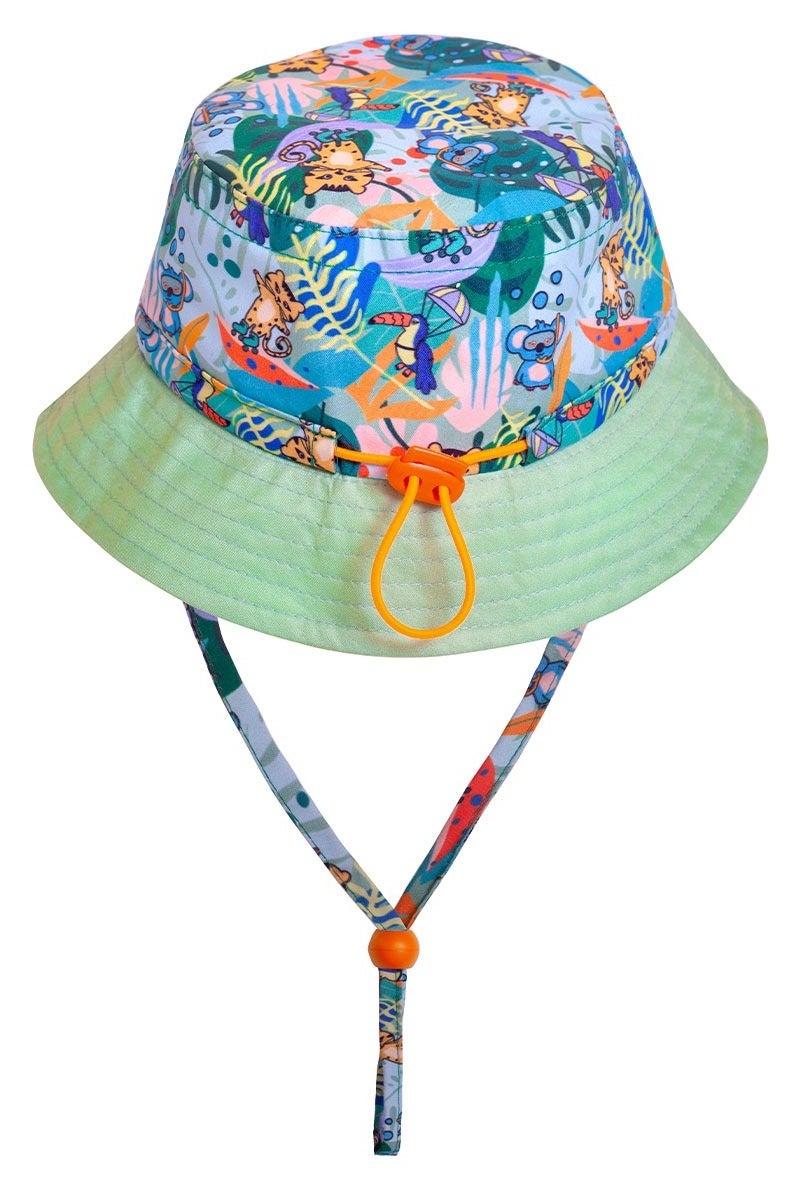 Infant Sun Hat, Baby Sun Hat 0-18 Months, Adjustable Chin Strap, Elastic Fit, Lightweight Fabric, Jungle Friends Themed Toddler Hat – Made in Turkey - Image 4
