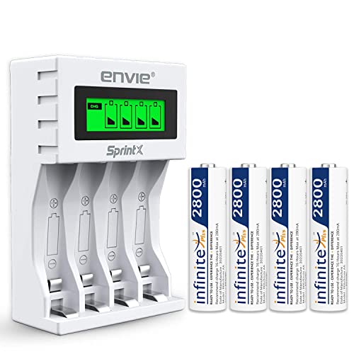 ENVIE® (ECR11MC + 2800 4PL) SprintX Ultra Fast Rechargeable Batteries Charger for AA & AAA Ni-MH with 4xAA2800mah Rechargeable Batteries, with Over Charge Protection - Image 1