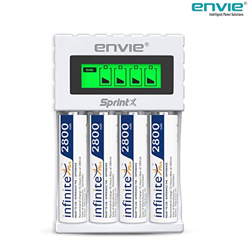 ENVIE® (ECR11MC + 2800 4PL) SprintX Ultra Fast Rechargeable Batteries Charger for AA & AAA Ni-MH with 4xAA2800mah Rechargeable Batteries, with Over Charge Protection - Image 2