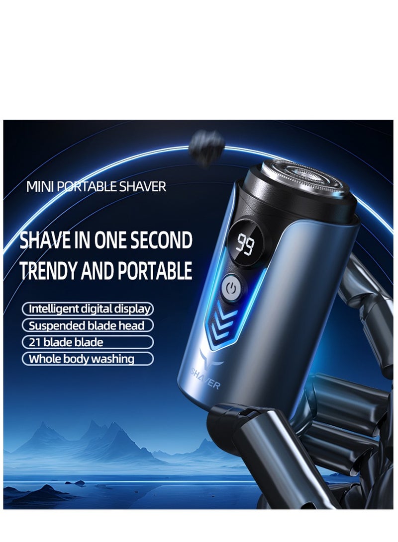 Generic Mini Electric Shaver, Portable Shaver for Men, USB Type-C Electric Razor Rechargeable Shaving Wet and Dry with Fast Charging, Upgrade Magnetic Wireless Shaver Razor for Men (T2 Blue)  - Image 4