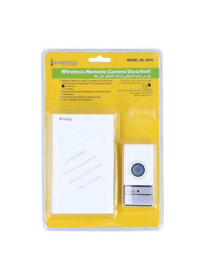 StarTech Battery Powered Wireless Modern Design Remote Control Doorbell White 60 m RL-3915