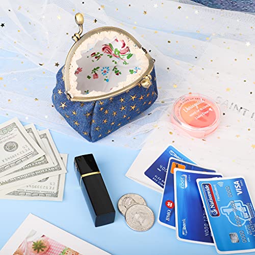 Oyachic Five Pointed Star Coin Purse,Denim Change Pouch,Wallets Buckle with Kisslock Clasp,Coin Holdr,Clutch Handbags for Women Ladies,Navy blue - Image 4