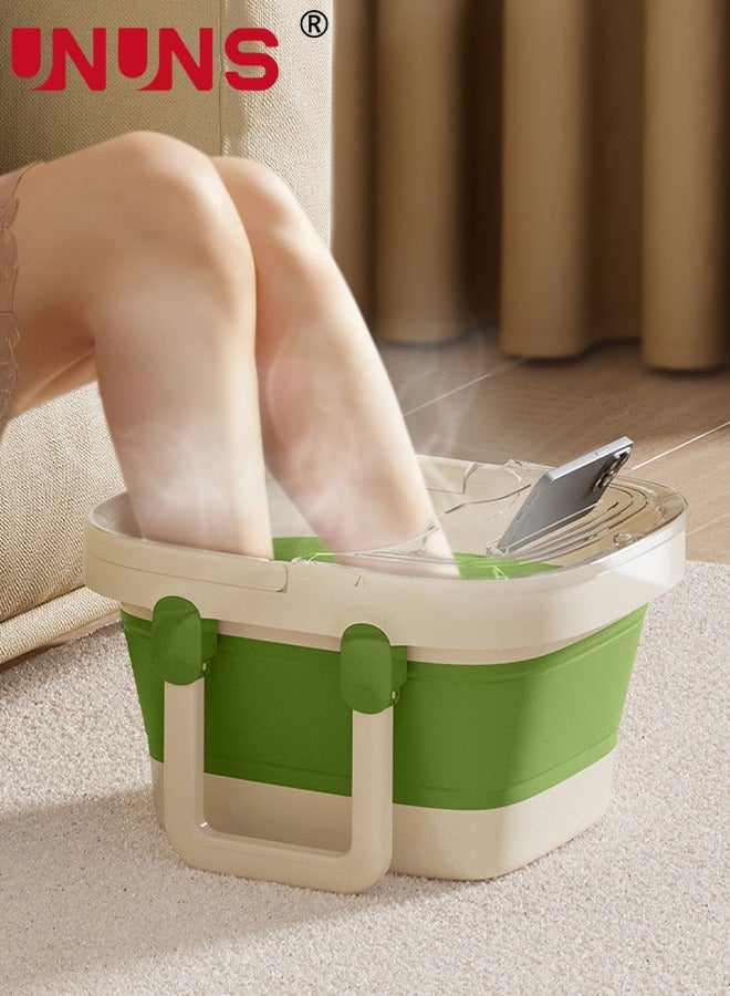 UNUNS Foldable Footbath Basin,Portable Foot Soaking Tub SPA Massage Basin With footstool And Cover,For Pedicure Massage,Green - Image 1