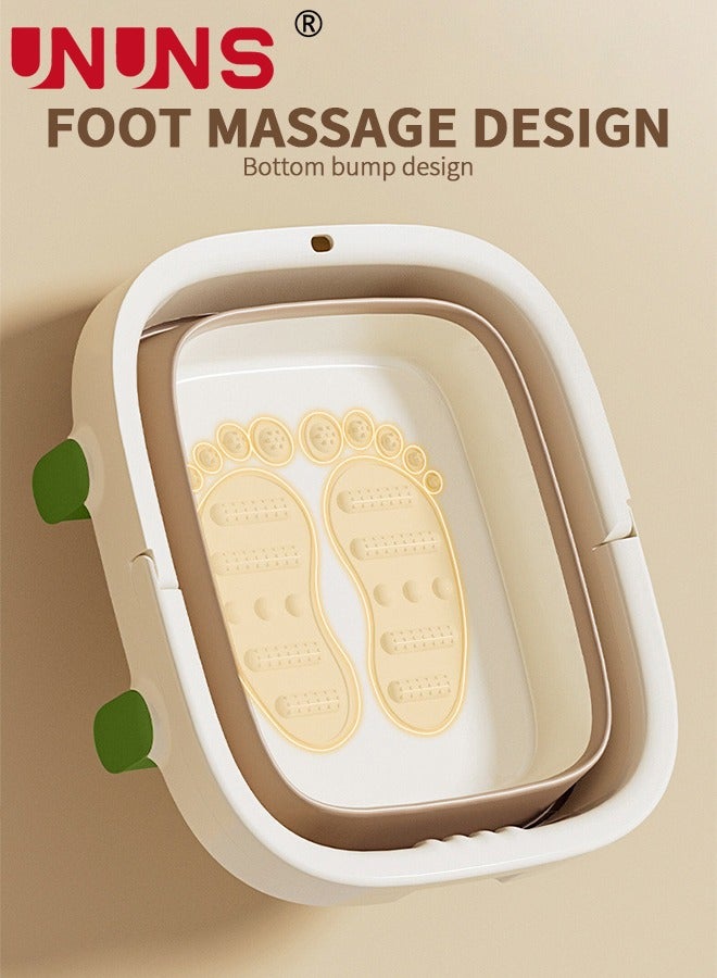 UNUNS Foldable Footbath Basin,Portable Foot Soaking Tub SPA Massage Basin With footstool And Cover,For Pedicure Massage,Green - Image 3