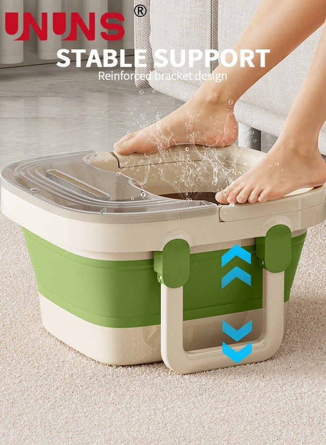 UNUNS Foldable Footbath Basin,Portable Foot Soaking Tub SPA Massage Basin With footstool And Cover,For Pedicure Massage,Green - Image 4