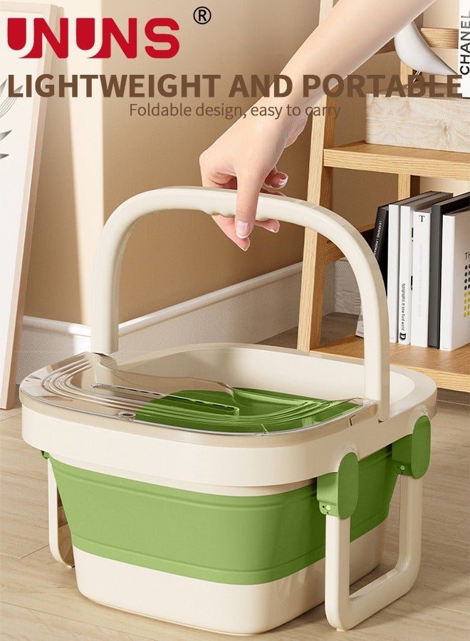 UNUNS Foldable Footbath Basin,Portable Foot Soaking Tub SPA Massage Basin With footstool And Cover,For Pedicure Massage,Green - Image 5