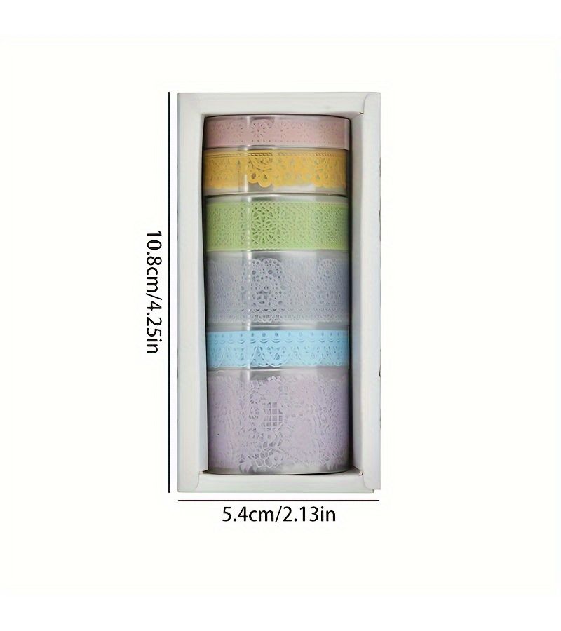 6 Rolls Boxed Vintage Lace Embroidery Pattern Tape Stickers Scrapbook Deco DIY Material Transparent Waterproof PET Masking Tapes - Image 2