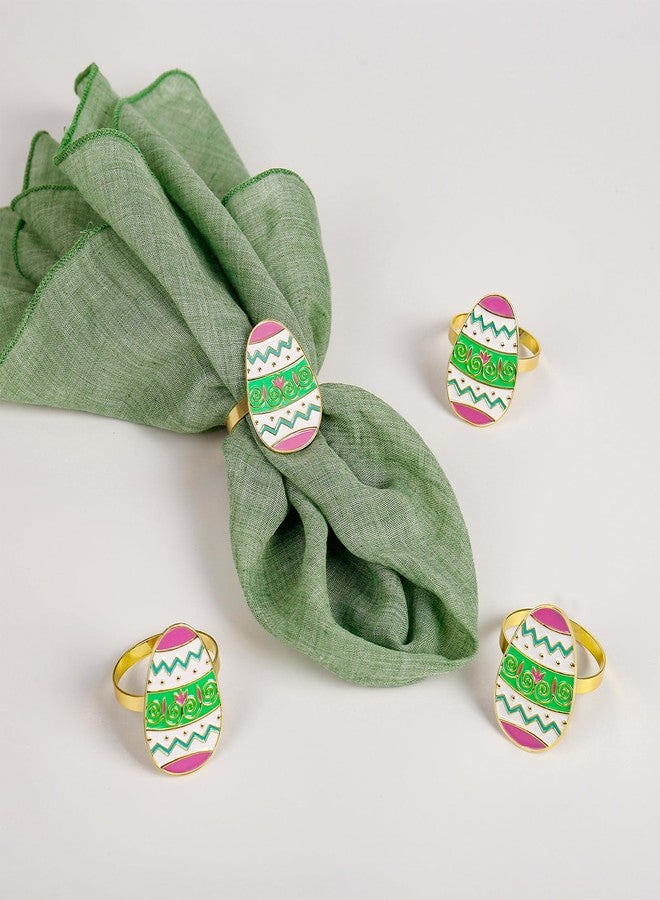 Wonlex Easter Eggs Napkin Rings Set of 6, Alloy Napkin Holder Ring for Spring, Dinner Party, Banquet, Serviette, Birthday, Table Decor(Easter Eggs) - Image 1