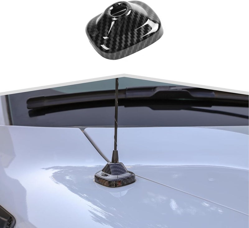 Amayum Radio Antenna Base Trim Cover for Ford F150 Raptor 2009-2015 - Black Carbon Fiber Finish - Image 1
