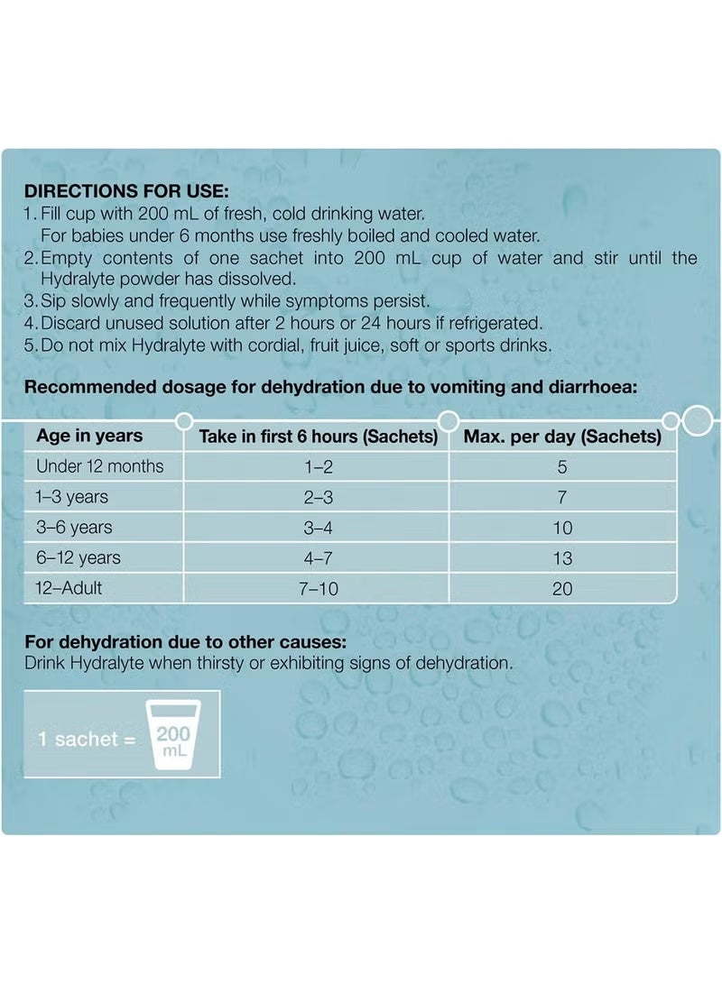 Hydralyte Electrolyte powder, 10 sachets, lemonade - Image 3