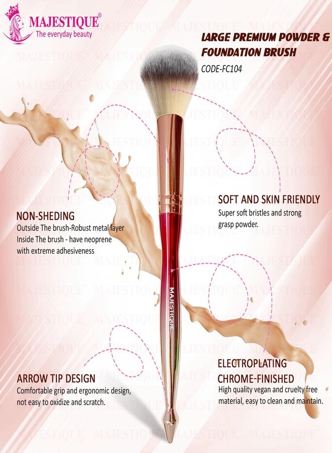 Majestique Foundation Brush for Face Makeup - Premium Synthetic Fiber Makeup Brush for Liquid, Cream & Powder | Soft, Dense Bristles | Compact Powder & Blending Brush with Chrome Grip Handle (1 Pc) - Image 3