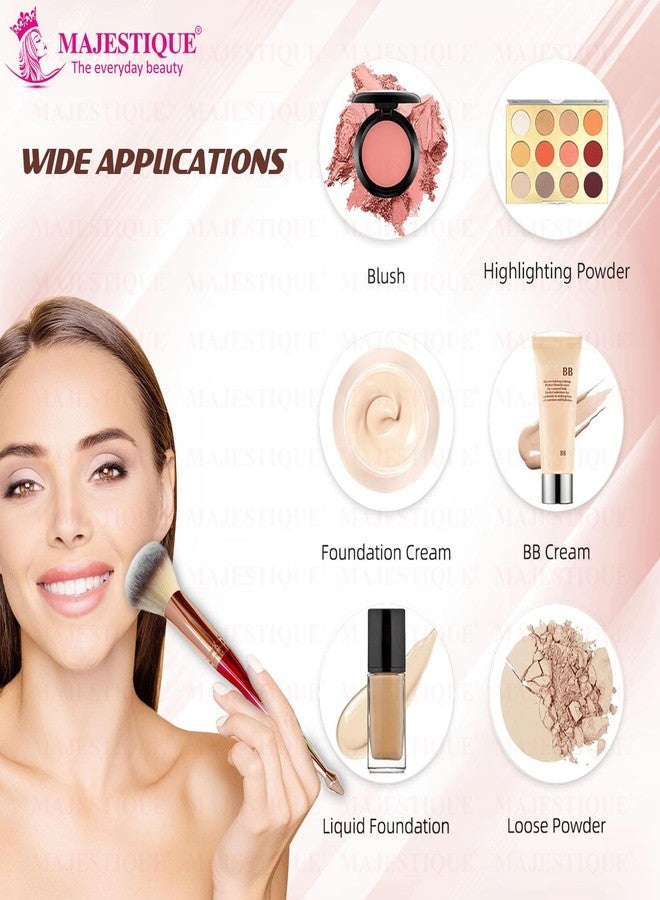 Majestique Foundation Brush for Face Makeup - Premium Synthetic Fiber Makeup Brush for Liquid, Cream & Powder | Soft, Dense Bristles | Compact Powder & Blending Brush with Chrome Grip Handle (1 Pc) - Image 5