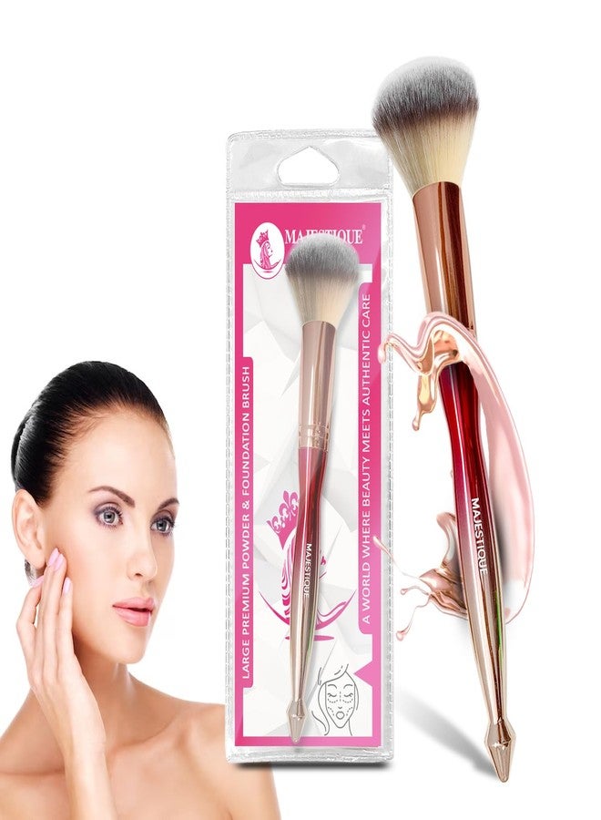 Majestique Foundation Brush for Face Makeup - Premium Synthetic Fiber Makeup Brush for Liquid, Cream & Powder | Soft, Dense Bristles | Compact Powder & Blending Brush with Chrome Grip Handle (1 Pc) - Image 1
