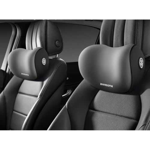 CRENTILA Car Neck Pillow,Neck Pain Relief for Long Drive Car Seat Back Head Rest Memory Foam for Driving with Adjustable Strap,and Breathable Removable Cover (Pillow) (Black) - Image 1