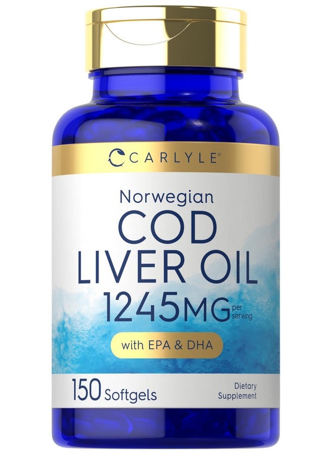 زيت كبد سمك القد النرويجي كارلايل | مع حمض إيكوسابنتينويك وحمض دوكوساهيكسانويك | ١٢٤٥ ملغ | ١٥٠ كبسولة هلامية | كبسولات سائلة | مكمل غذائي خالٍ من الكائنات المعدلة وراثيًا والغلوتين - Image 1