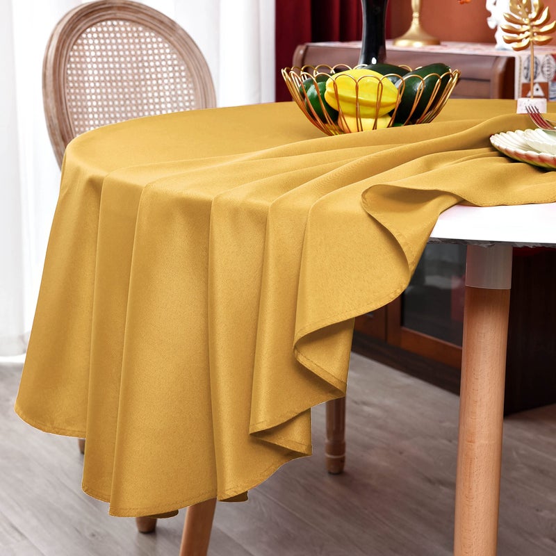 MEANMOY Gold 210 GSM Water & Stain Resistant Round Tablecloth for Circle Table - Solid 60 Inch Table Cloth Cover in Wrinkle Free Durable Washable Polyester Fabric for Wedding  Party  Banquet - Image 4