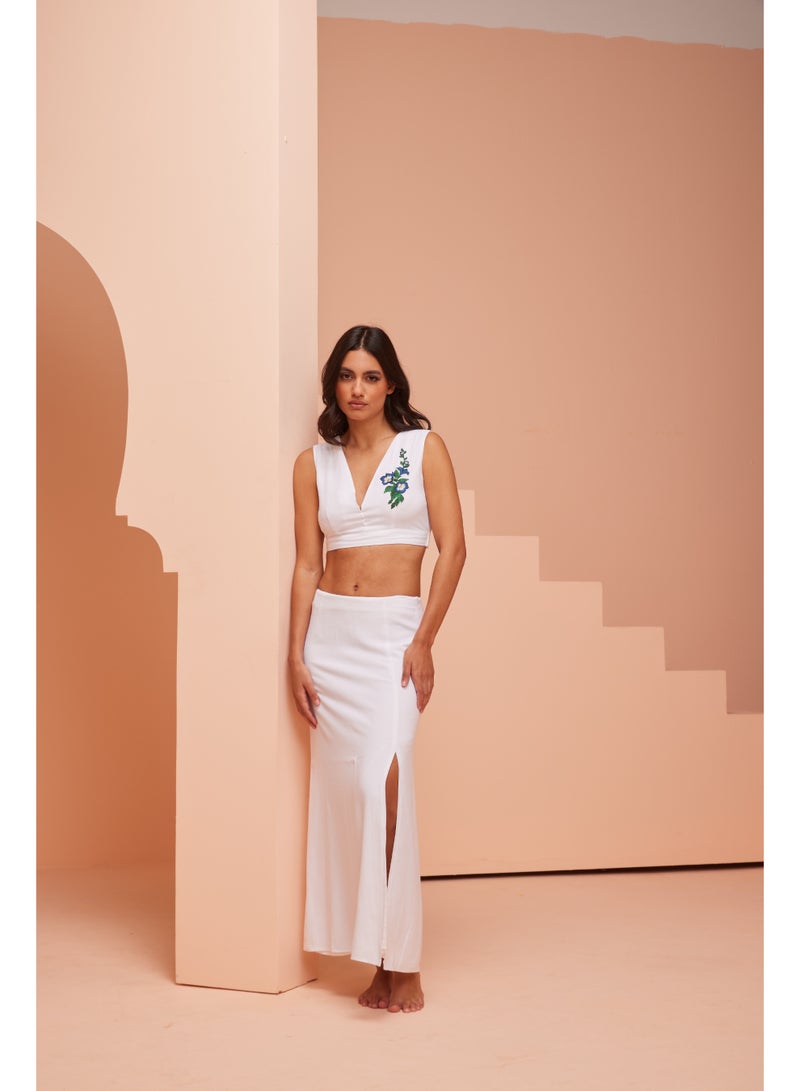 أشيتا فرنانديز Ashita Fernandes Zeya White Linen Skirt – Effortlessly Elegant Women's Skirt | Breathable, Lightweight Fabric | Perfect for Casual, Resort & Everyday Warm-Weather Dressing  - Image 5