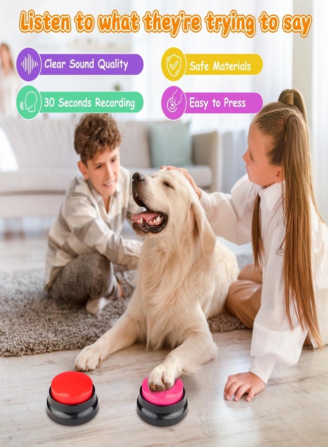 أزرار تسجيل صوتية للكلاب، 6 ألوان، أزرار للتواصل، تدريب كلبك/قطتك على الكلام، أزرار ناطقة للحيوانات الأليفة، مجموعة تدريب الكلاب، تسجيل لمدة 30 ثانية وتشغيل واضح، هدية للكلاب/القطط - Image 2