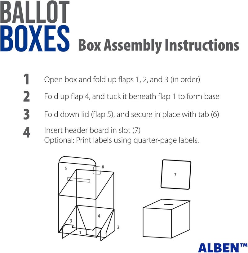 ALBEN White Glossy 6x6x6" Ivory Cardboard Ballot Boxes (6 Pack) - Versatile Raffle Ticket Box, Suggestion & Donation Boxes, Removable Header, Slot for Tickets & More - Image 5