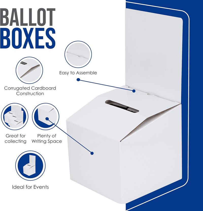 ALBEN White Glossy 6x6x6" Ivory Cardboard Ballot Boxes (6 Pack) - Versatile Raffle Ticket Box, Suggestion & Donation Boxes, Removable Header, Slot for Tickets & More - Image 3