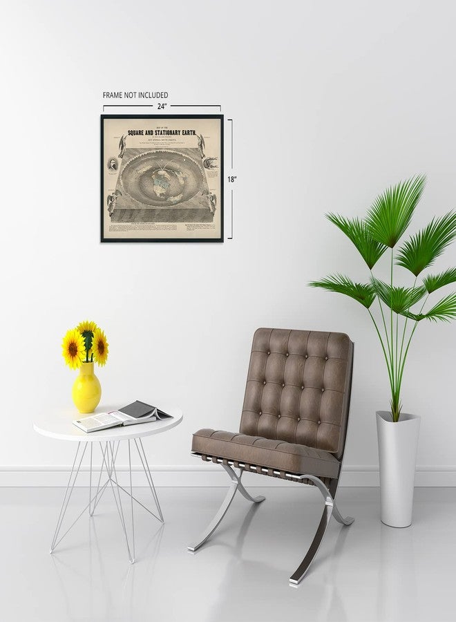 HISTORIX Vintage 1893 Flat Earth Map of the World - 18x24 Inch Vintage Map of the Square and Stationary Earth Poster - World Map Poster History - Image 4