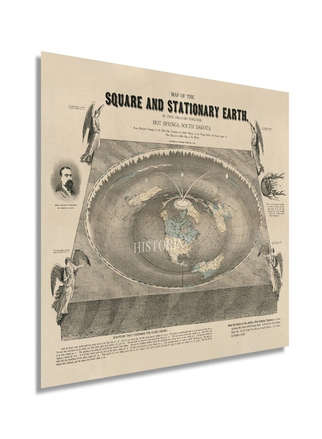 HISTORIX Vintage 1893 Flat Earth Map of the World - 18x24 Inch Vintage Map of the Square and Stationary Earth Poster - World Map Poster History - Image 1
