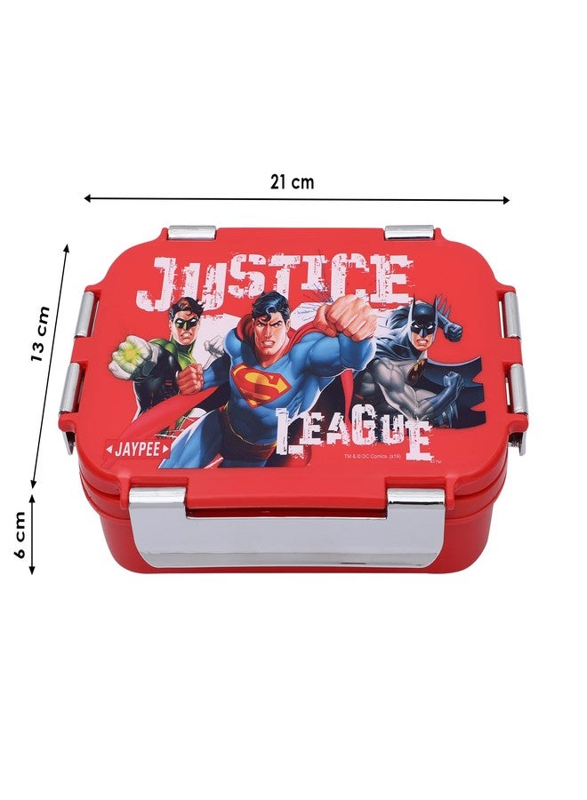 Jaypee Wowsteel Junior Insulated Inner Stainless Steel Lunch Box for School, Lunch Box for Kids Leak Proof Lunch Box airtight lid & Steel Spoon Lunch Box BPA Free Office Justice League Red - Image 5