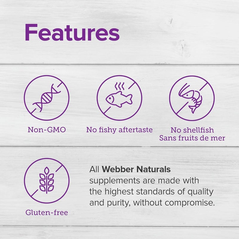 Webber naturals زيت السمك من ويبر ناتشورالز 2850 ملغ قوة عالية 1800 ملغ أوميغا 3 لكل حصة 120 كبسولة جيلاتينية شفافة بدون طعم سمكي بعد الاستخدام تنقية فائقة تدعم صحة القلب والدماغ والمفاصل - Image 2