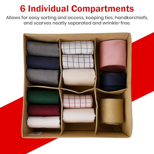 PRIME PICK Inner Care Storage Organizer Box Foldable Cloth Innerwear Socks Organizer Lid Covered Breathable Fabric Wardrobe Drawer Closet Clothes Storage Container Easy Carry Handles Beige Pack of 2 - Image 2