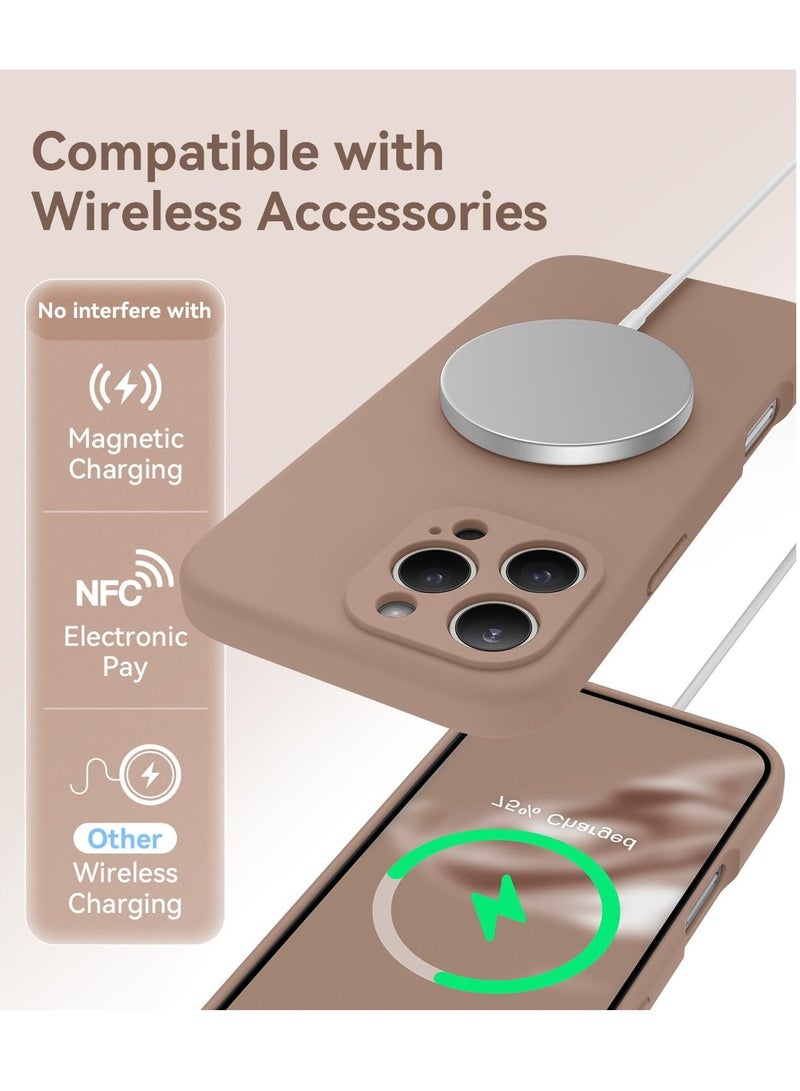 ELTRAZONE Light Brown Silicone Case for iPhone 16 Pro Max [Camera Protection], MagSafe Compatible, Anti-Scratch Microfiber Lining, Includes 2 Screen Protectors - Image 3
