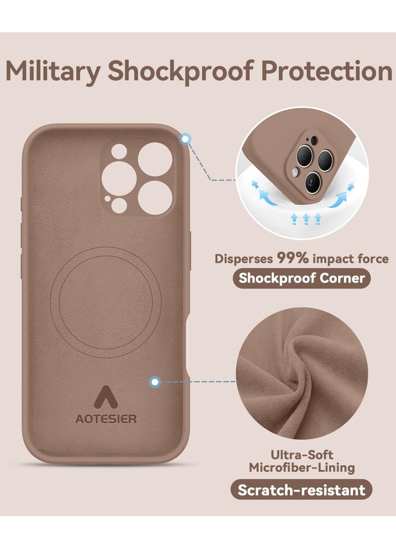 ELTRAZONE Light Brown Silicone Case for iPhone 16 Pro Max [Camera Protection], MagSafe Compatible, Anti-Scratch Microfiber Lining, Includes 2 Screen Protectors - Image 5
