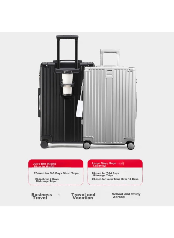 Playboy Luggage Suitcase For Men And Women, 26-inch White Travel Trolley Case With Universal Wheels, Travel Leather Suitcase With Password Lock - Image 2