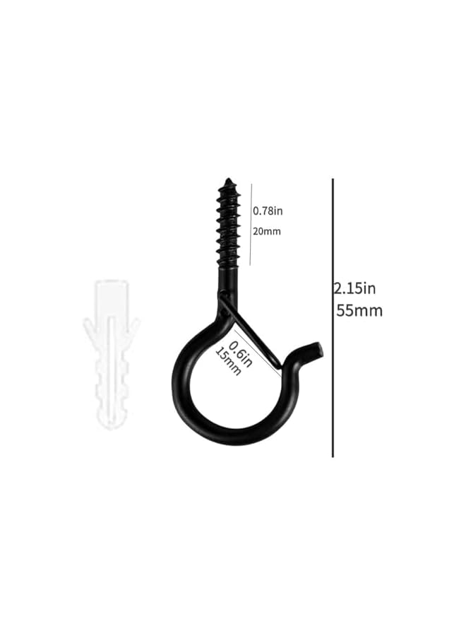 PROMASS promass Heavy Duty Ceiling Hooks 20 Pcs Q Hanger Hooks With Safety Buckle, For Hanging Outdoor String Lights, Plants, Christmas & Patio Lights(Black)  - Image 2
