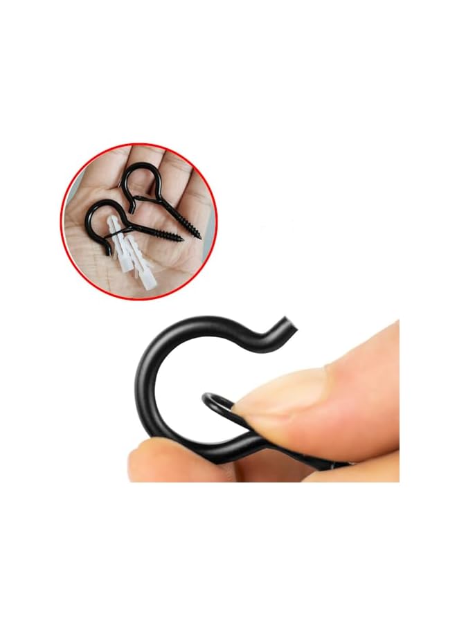 PROMASS promass Heavy Duty Ceiling Hooks 20 Pcs Q Hanger Hooks With Safety Buckle, For Hanging Outdoor String Lights, Plants, Christmas & Patio Lights(Black)  - Image 3